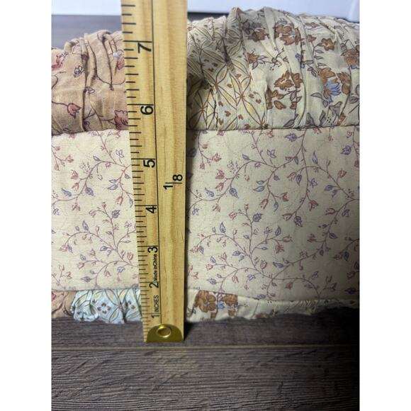 J Jill Boho Patchwork Floral Pleated Shoulder Bag Brown Beige Embroidered - Picture 5 of 12